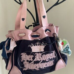Rare Vintage Juicy Couture
"Her Royal Juicyness" Pink & Navy bag
